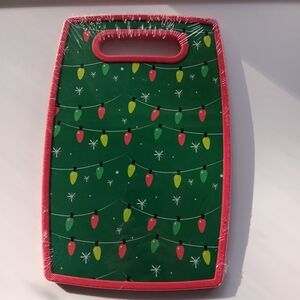 New Christmas Tree Shops Plastic Cutting Board Display Tray Lights Red Green